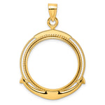 Load image into Gallery viewer, 14K Yellow Gold Beaded Ships Anchor 1/2 oz American Eagle Panda US $10 Dollar Liberty Indian Coin Holder Bezel Pendant Prong for 27 mm Coins
