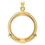 Carica l'immagine nel visualizzatore di Gallery, 14K Yellow Gold Beaded Ships Anchor 1 oz American Eagle Cat Krugerrand Coin Holder Bezel Pendant Charm Prong for 32.7 mm Coins
