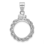 Załaduj obraz do przeglądarki galerii, 14K White Gold Diamond Cut Rope Edge US $1 Dollar Type 1 and 2 Peso Coin Holder Bezel Pendant Charm Screw Top for 13 mm Coins

