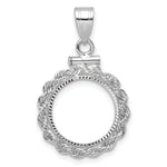 Załaduj obraz do przeglądarki galerii, 14K White Gold Diamond Cut Rope Edge US $1 Dollar Type 1 and 2 Peso Coin Holder Bezel Pendant Charm Screw Top for 13 mm Coins
