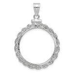 Indlæs billede til gallerivisning 14K White Gold Diamond Cut Rope Edge US $5 Dollar Liberty Indian Statue of Liberty Bald Eagle Congressional Coin Holder Bezel Pendant Charm Screw Top for 21.6 mm Coins

