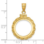 Charger l'image dans la galerie, 10K Yellow Gold 1/10 oz American Eagle Krugerrand Twisted Rope Coin Holder Bezel Pendant Screw Top for 16.5 mm Coins
