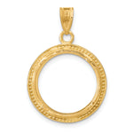 Load image into Gallery viewer, 10K Yellow Gold Beaded 1/10 oz American Eagle Krugerrand Coin Holder Bezel Pendant Prong for 16.5 mm Coins
