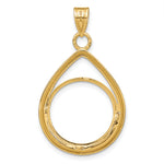 Lade das Bild in den Galerie-Viewer, 10K Yellow Gold Teardrop 1/10 oz American Eagle Krugerrand Coin Holder Bezel Pendant Prong for 16.5 mm Coins
