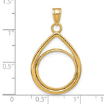 Lade das Bild in den Galerie-Viewer, 10K Yellow Gold Teardrop 1/10 oz American Eagle Krugerrand Coin Holder Bezel Pendant Prong for 16.5 mm Coins

