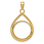 Lade das Bild in den Galerie-Viewer, 10K Yellow Gold Teardrop 1/10 oz American Eagle Krugerrand Coin Holder Bezel Pendant Prong for 16.5 mm Coins
