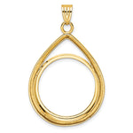 Indlæs billede til gallerivisning 10K Yellow Gold Teardrop 1/4 oz American Eagle Panda 2 Rand US $5 Jamestown Coin Holder Bezel Pendant Prong for 22 mm Coins
