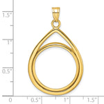 Indlæs billede til gallerivisning 10K Yellow Gold Teardrop 1/4 oz American Eagle Panda 2 Rand US $5 Jamestown Coin Holder Bezel Pendant Prong for 22 mm Coins
