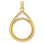 Indlæs billede til gallerivisning 10K Yellow Gold Teardrop 1/4 oz American Eagle Panda 2 Rand US $5 Jamestown Coin Holder Bezel Pendant Prong for 22 mm Coins
