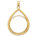 Charger l'image dans la galerie, 10K Yellow Gold Teardrop 1/2 oz American Eagle Panda US $10 Dollar Liberty Indian Coin Holder Bezel Pendant Prong for 27 mm Coins
