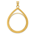 Lade das Bild in den Galerie-Viewer, 10K Yellow Gold Teardrop 1 oz American Eagle Cat Krugerrand Coin Holder Bezel Pendant Prong for 32.7 mm Coins
