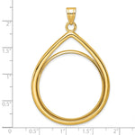 Lade das Bild in den Galerie-Viewer, 10K Yellow Gold Teardrop 1 oz American Eagle Cat Krugerrand Coin Holder Bezel Pendant Prong for 32.7 mm Coins
