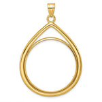 Lade das Bild in den Galerie-Viewer, 10K Yellow Gold Teardrop 1 oz American Eagle Cat Krugerrand Coin Holder Bezel Pendant Prong for 32.7 mm Coins
