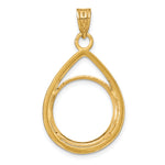 Lade das Bild in den Galerie-Viewer, 10K Yellow Gold Diamond Cut Teardrop 1/10 oz American Eagle Krugerrand Coin Holder Bezel Pendant Prong for 16.5 mm Coins
