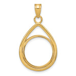 Lade das Bild in den Galerie-Viewer, 10K Yellow Gold Diamond Cut Teardrop 1/10 oz American Eagle Krugerrand Coin Holder Bezel Pendant Prong for 16.5 mm Coins
