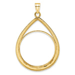 Indlæs billede til gallerivisning 10K Yellow Gold Diamond Cut Teardrop 1 oz American Eagle Cat Krugerrand Coin Holder Bezel Pendant Prong for 32.7 mm Coins
