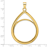 Indlæs billede til gallerivisning 10K Yellow Gold Diamond Cut Teardrop 1 oz American Eagle Cat Krugerrand Coin Holder Bezel Pendant Prong for 32.7 mm Coins
