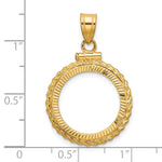 Load image into Gallery viewer, 14K Yellow Gold Diamond Cut Rope Edge 1/10 oz American Eagle Krugerrand Coin Holder Bezel Pendant Charm Screw Top for 16.5 mm Coins
