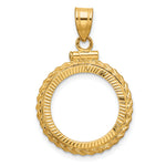 Load image into Gallery viewer, 14K Yellow Gold Diamond Cut Rope Edge 1/10 oz American Eagle Krugerrand Coin Holder Bezel Pendant Charm Screw Top for 16.5 mm Coins
