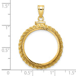 Załaduj obraz do przeglądarki galerii, 14K Yellow Gold Diamond Cut Rope Edge 1/4 oz American Eagle Panda 2 Rand US $5 Jamestown Coin Holder Bezel Pendant Charm Screw Top for 22 mm Coins
