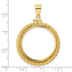 Load image into Gallery viewer, 14K Yellow Gold Diamond Cut Rope Edge 1/2 oz American Eagle Panda US $10 Dollar Liberty Indian Coin Holder Bezel Pendant Charm Screw Top for 27 mm Coins
