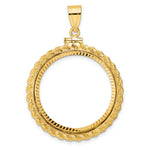 Load image into Gallery viewer, 14K Yellow Gold Diamond Cut Rope Edge 1/2 oz American Eagle Panda US $10 Dollar Liberty Indian Coin Holder Bezel Pendant Charm Screw Top for 27 mm Coins
