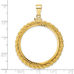 Indlæs billede til gallerivisning 14K Yellow Gold Diamond Cut Rope Edge 1 oz American Eagle Cat Krugerrand Coin Holder Bezel Pendant Charm Screw Top for 32.7 mm Coins
