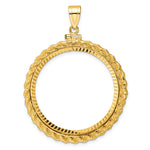 Indlæs billede til gallerivisning 14K Yellow Gold Diamond Cut Rope Edge 1 oz American Eagle Cat Krugerrand Coin Holder Bezel Pendant Charm Screw Top for 32.7 mm Coins
