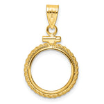 Load image into Gallery viewer, 14K Yellow Gold Rope Edge 1/20 oz Maple Leaf Panda Kangaroo 1/25 oz Cat Coin Holder Bezel Pendant Charm Screw Top for 14 mm Coins
