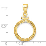 Load image into Gallery viewer, 14K Yellow Gold Rope Edge 1/20 oz Maple Leaf Panda Kangaroo 1/25 oz Cat Coin Holder Bezel Pendant Charm Screw Top for 14 mm Coins
