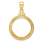 Indlæs billede til gallerivisning 14K Yellow Gold Rope Edge US Dime 1/10 oz Panda Cat Coin Holder Bezel Pendant Charm Screw Top for 18 mm Coins
