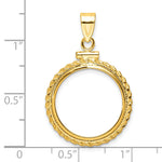 Indlæs billede til gallerivisning 14K Yellow Gold Rope Edge US Dime 1/10 oz Panda Cat Coin Holder Bezel Pendant Charm Screw Top for 18 mm Coins

