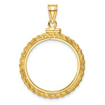 Загрузить изображение в средство просмотра галереи, 14K Yellow Gold Rope Edge 1/4 oz American Eagle Panda 2 Rand US $5 Jamestown Coin Holder Bezel Pendant Charm Screw Top for 22 mm Coins
