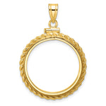 Загрузить изображение в средство просмотра галереи, 14K Yellow Gold Rope Edge 1/4 oz American Eagle Panda 2 Rand US $5 Jamestown Coin Holder Bezel Pendant Charm Screw Top for 22 mm Coins
