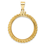 Indlæs billede til gallerivisning 14K Yellow Gold Rope Edge 1/2 oz American Eagle Panda US $10 Dollar Liberty Indian Coin Holder Bezel Pendant Charm Screw Top for 27 mm Coins
