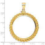 Carregar imagem no visualizador da galeria, 14K Yellow Gold Rope Edge 1 oz American Eagle Cat Krugerrand Coin Holder Bezel Pendant Charm Screw Top for 32.7 mm Coins
