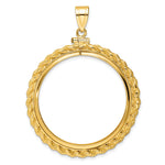 Carregar imagem no visualizador da galeria, 14K Yellow Gold Rope Edge 1 oz American Eagle Cat Krugerrand Coin Holder Bezel Pendant Charm Screw Top for 32.7 mm Coins
