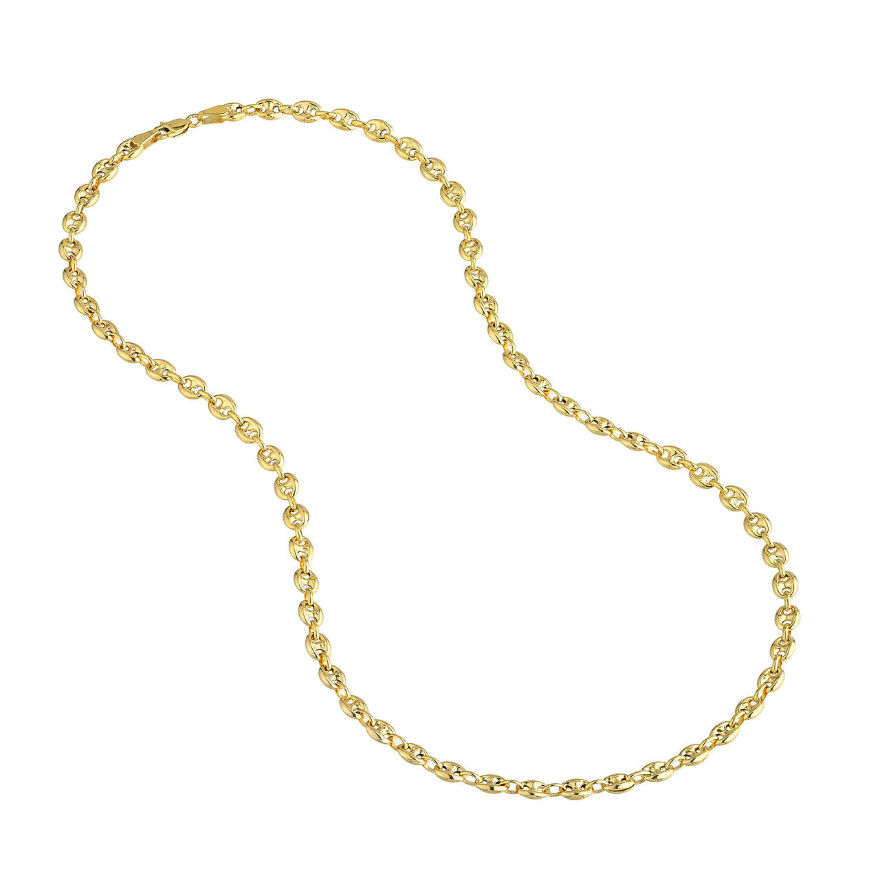 14k Yellow Gold Puff Carabiner Bracelet Anklet Choker Necklace Pendant Chain