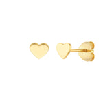 Load image into Gallery viewer, 14k Yellow Gold Classic Flat Heart Stud Earrings Post Back
