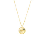 將圖片載入圖庫檢視器 14k Yellow Gold Diamond Cross Round Medallion Pendant Charm Necklace
