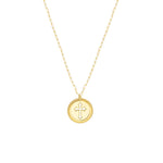 將圖片載入圖庫檢視器 14k Yellow Gold Cutout Cross Round Medallion Pendant Charm Necklace
