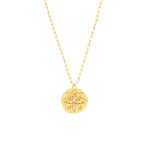 將圖片載入圖庫檢視器 14k Yellow Gold Diamond Lotus Flower Round Floral Medallion Pendant Charm Necklace
