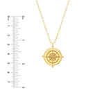 Lade das Bild in den Galerie-Viewer, 14k Yellow Gold Wind Rose Compass Round Medallion Pendant Charm Necklace
