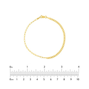 14k Yellow Gold Half Paper Clip Half Curb Bracelet Anklet Choker Necklace Pendant Chain