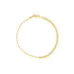 Afbeelding in Gallery-weergave laden, 14k Yellow Gold Half Paper Clip Half Curb Bracelet Anklet Choker Necklace Pendant Chain
