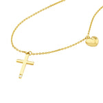 將圖片載入圖庫檢視器 14k Yellow Gold Diamond Cross Heart Love Faith Pendant Charm Necklace
