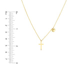 將圖片載入圖庫檢視器 14k Yellow Gold Diamond Cross Heart Love Faith Pendant Charm Necklace
