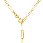 Load image into Gallery viewer, 14k Yellow Gold Puff Textured Heart Charm Lariat Y Paper Clip Link Necklace Chain
