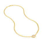 Afbeelding in Gallery-weergave laden, 14k Yellow Gold Diamond Mariner Center Pendant Rolo Link Necklace
