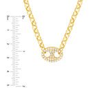 Φόρτωση εικόνας στο εργαλείο προβολής Συλλογής, 14k Yellow Gold Diamond Mariner Center Pendant Rolo Link Necklace
